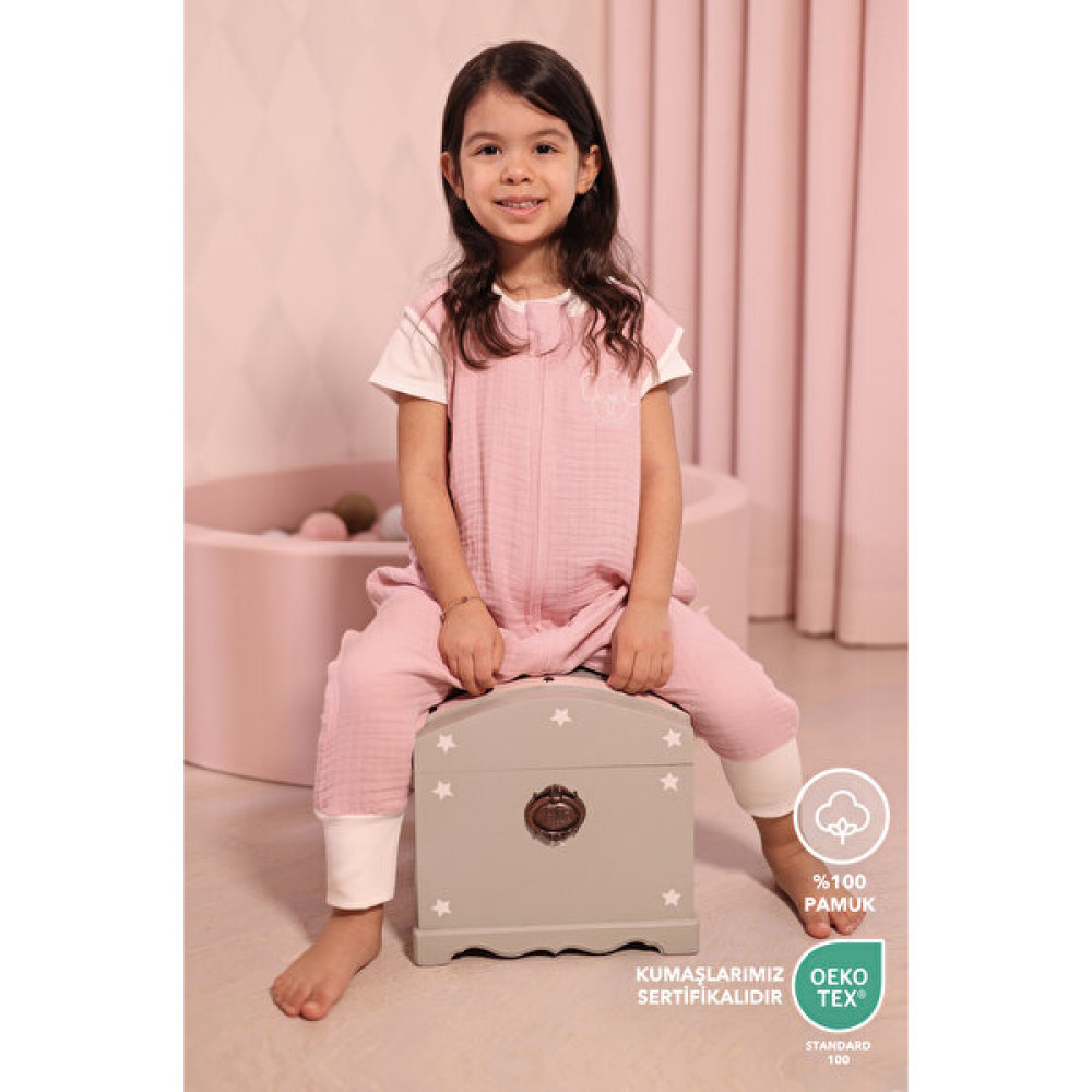 Lilalinda Bebek/çocuk Müslin Uyku Tulumu, Nakış Detaylı, %100 Pamuk Erkek Çocuk Tulum Fiyatı
