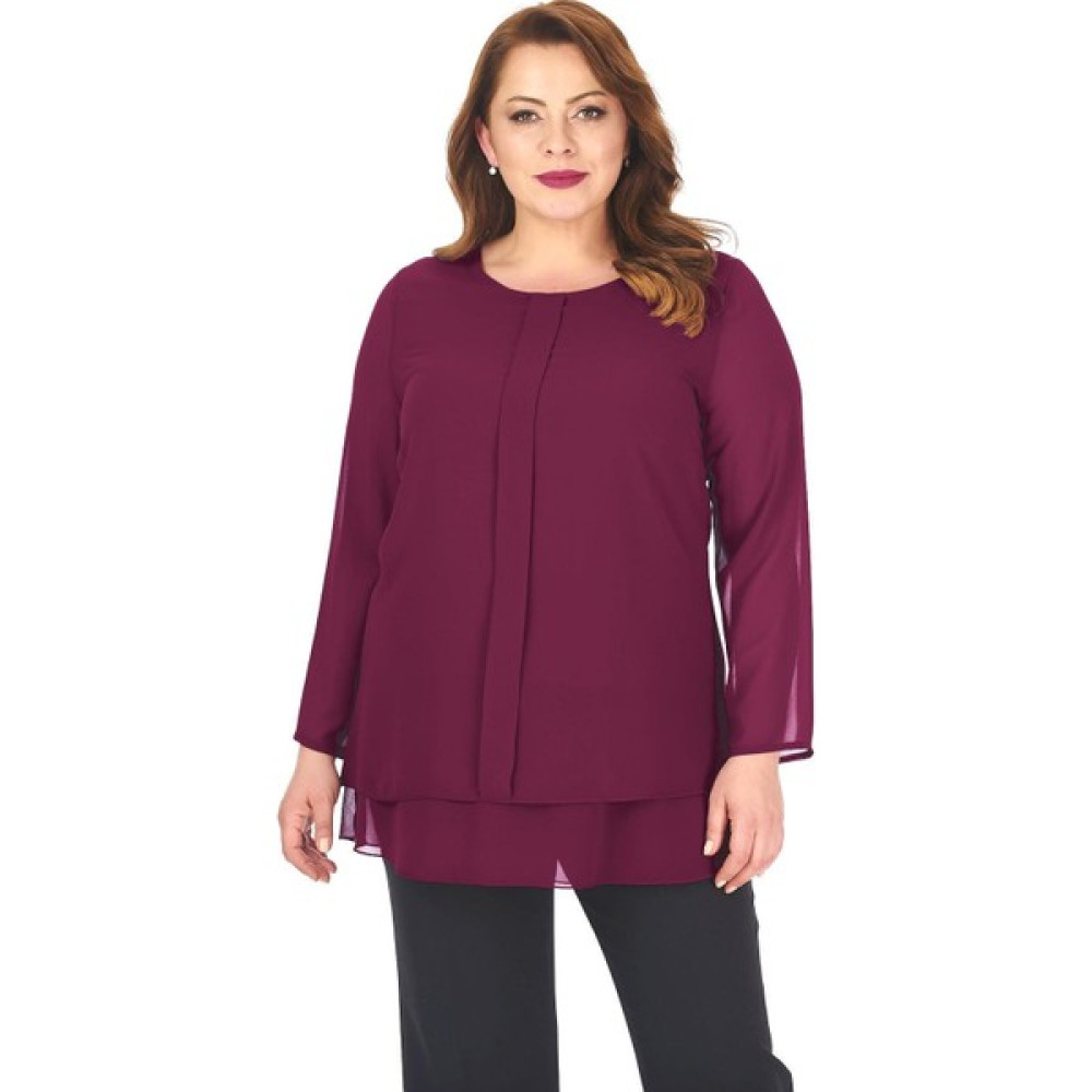 Lilas Xxl Büyük Beden Fuşya Renkli Şifon Tunik Bluz Fiyatı
