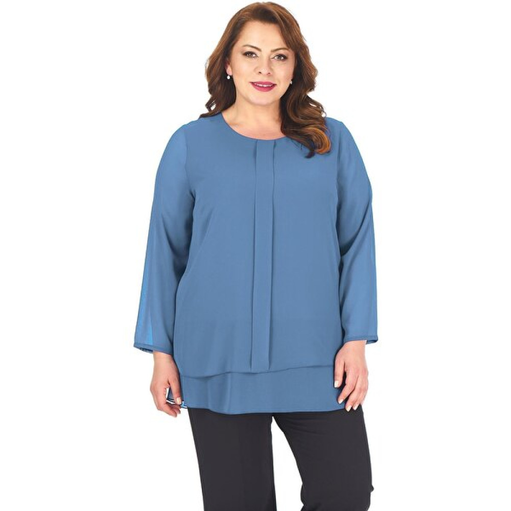 Lilas Xxl Büyük Beden Indigo Renkli Şifon Abiye Bluz Bluz Fiyatı