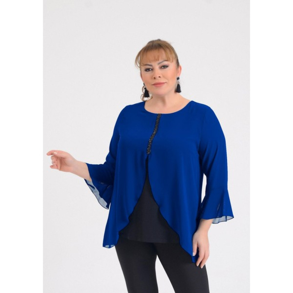 Lilas Xxl Büyük Beden Sax Renkli Şifon Bluz Bluz Fiyatı