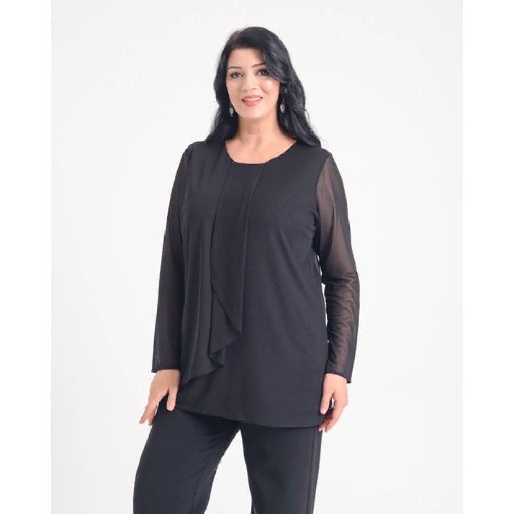 Lilas Xxl Büyük Beden Siyah Renkli Şifon Bluz Bluz Fiyatı