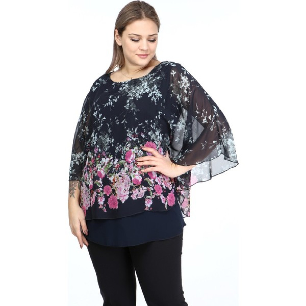 Lilas Xxl Büyük Fuşya Renkli Yarasa Kol Şifon Bluz Bluz Fiyatı