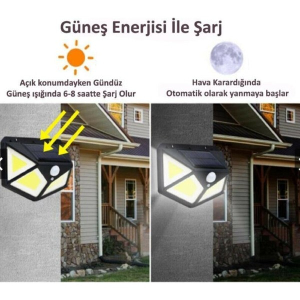 Lilibeaty 114 Ledli Solar Güneş Enerjili Bahçe Aydınlatması Hareket Sensörlü Lamba 3 Modlu Cob LED - Beyaz Dış Mekan & Bahçe Oyuncakları Fiyatı