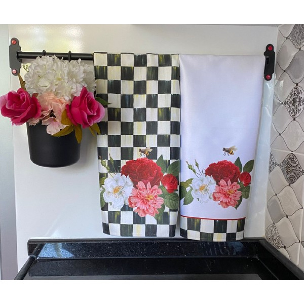 Lilies Atelier Mackenzie Model Damalı Karanfil Desen 2 Adet Mutfak Havlusu Luxury Dekor Kurulama Bezi El Havlusu - 1 Adet - Siyah Mutfak Tekstili Fiyatı