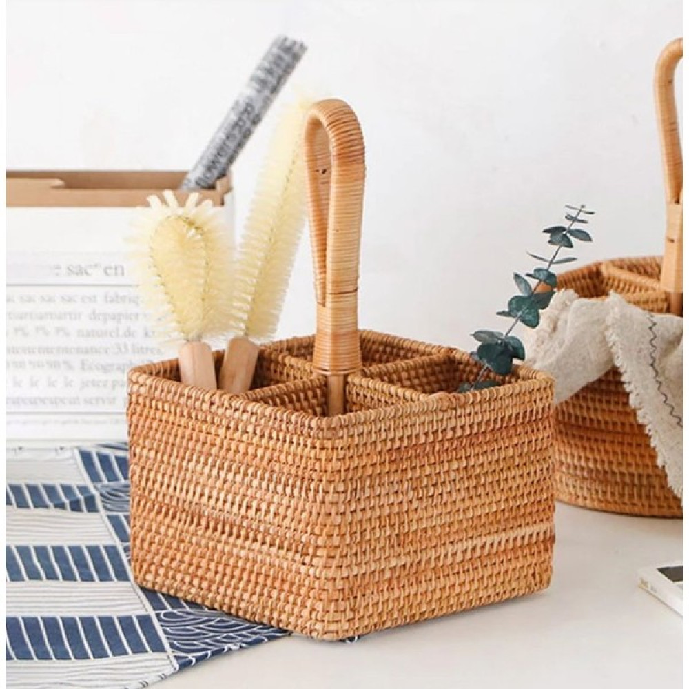 Lilla Home Dikdörtgen Rattan Bambu Hasır Dekoratif Sunum Düzenleyici Kaşıklık Organizer Pratik Mutfak Gereçleri Fiyatı