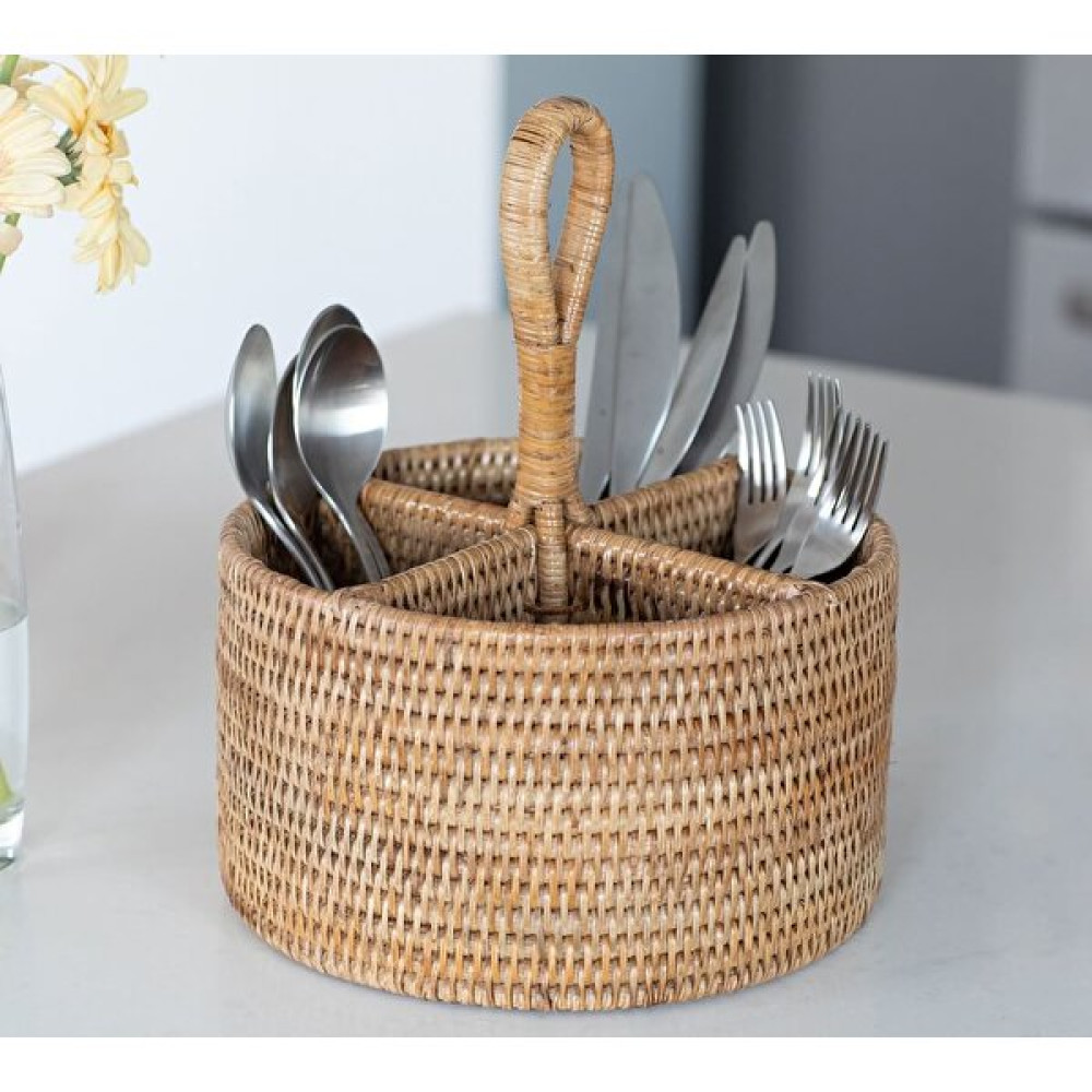 Lilla Home Yuvarlak Rattan Bambu Hasır Dekoratif Sunum Düzenleyici Kaşıklık Organizer Pratik Mutfak Gereçleri Fiyatı