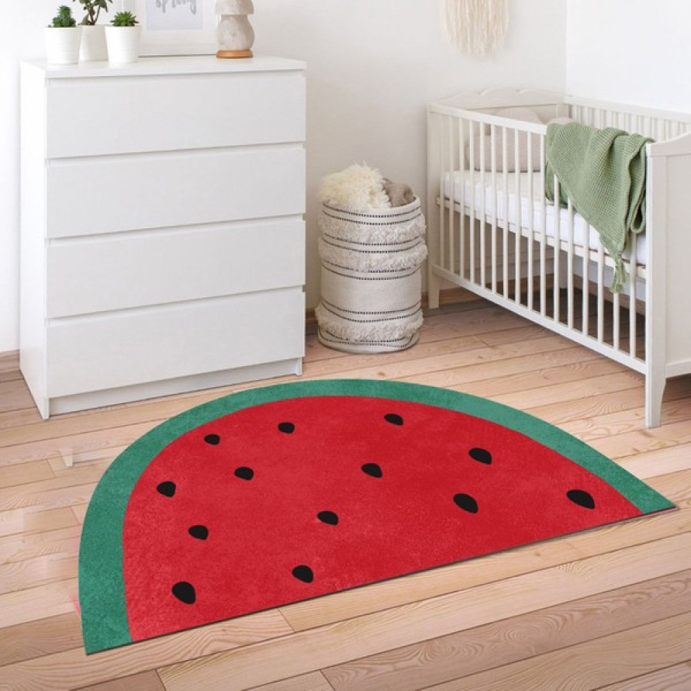 Lilly Home Dijital Baskı Yarım Ay Yıkanabilir Kaymaz Taban Leke Tutmaz Dod Taban Çocuk Odası Halısı Ytr Çocuk Dod - 70 x 100 cm - Açık Kırmızı Bebek Odası Halı Fiyatı