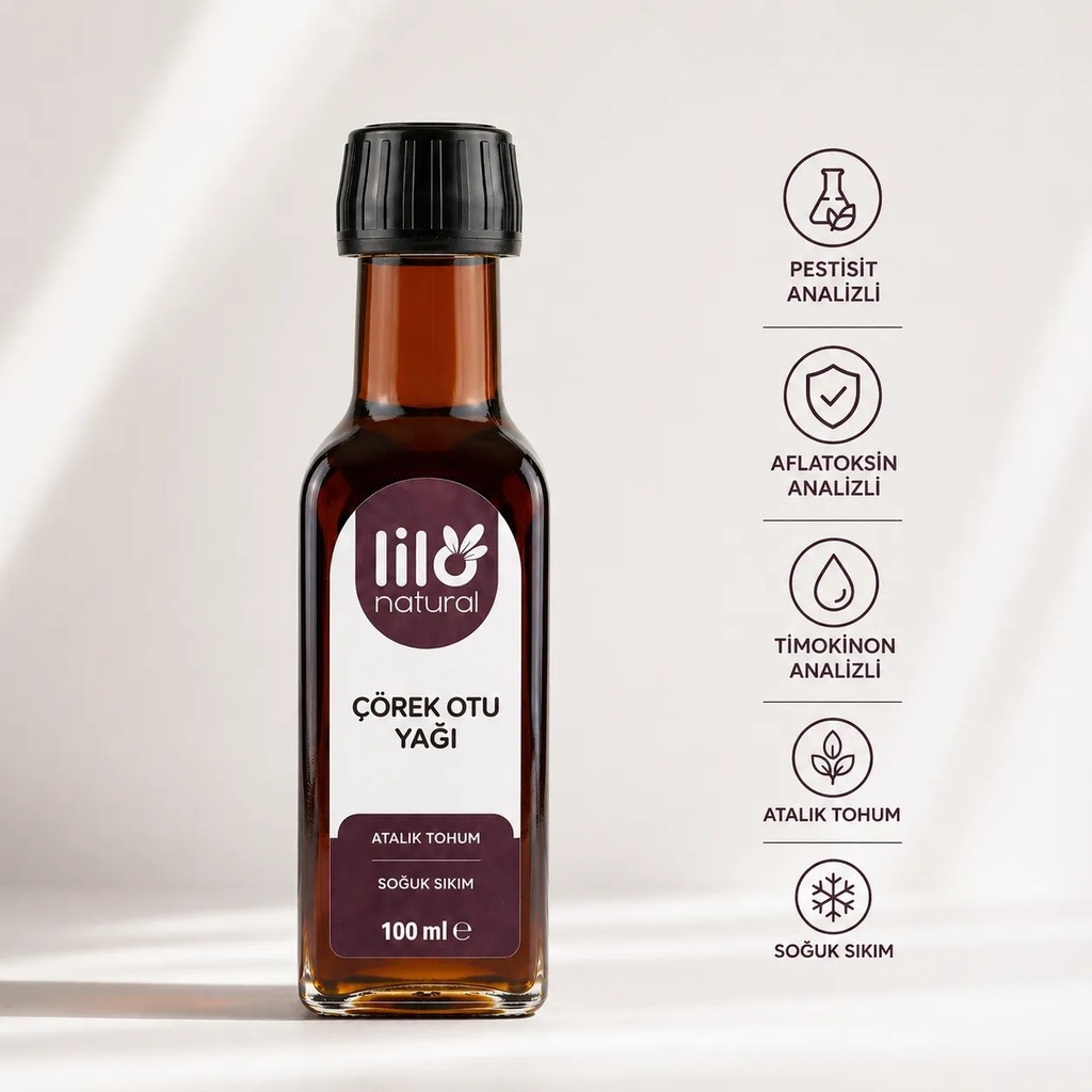 Lilo Natural %100 Yerli(ATALIK) Çörek Otu Yağı (PESTİSİT ANALİZLİ - Soğuk Sıkım) – 100 ml Diğer Fiyatı