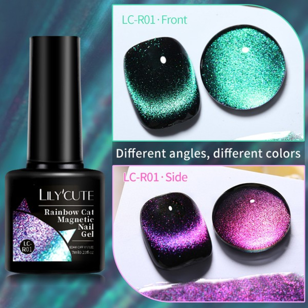 Lily Cute Lilycute Rainbow 7ml Cat Magnetic Uv Nail Gel ( Çift Renk Yansimali Gökkuşağı Kedi Gözü Kalıcı Oje) - Çok Renkli Oje Fiyatı