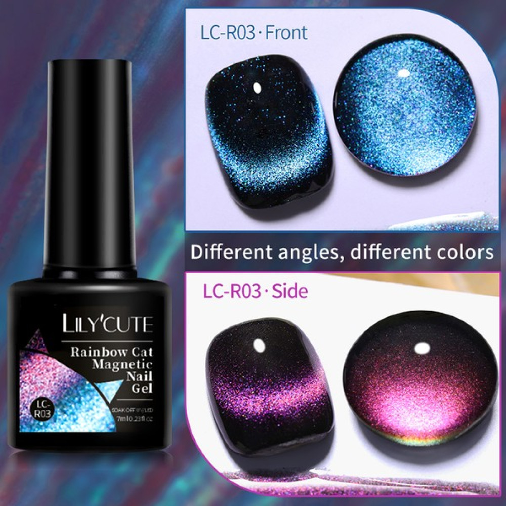 Lily Cute Lilycute Rainbow 7ml Cat Magnetic Uv Nail Gel ( Çift Renk Yansimali Gökkuşağı Kedi Gözü Kalıcı Oje) - LC-R03 Oje Fiyatı