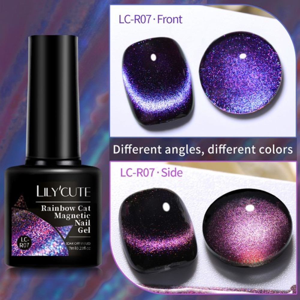 Lily Cute Lilycute Rainbow 7ml Cat Magnetic Uv Nail Gel ( Çift Renk Yansimali Gökkuşağı Kedi Gözü Kalıcı Oje) - LC-R07 Oje Fiyatı