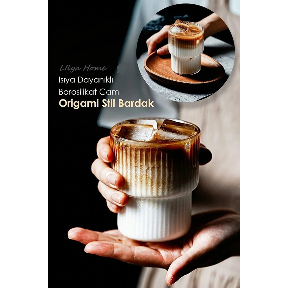 Lilya Home Isıya Dayanıklı Origami Stil Bardak 300 ml ( 1.5 Su Bardağı Hacim) Fincan / Bardak / Kahve Takımı Fiyatı