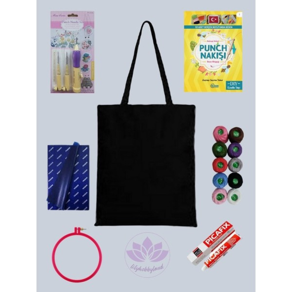 Lilyhobbyland Punch-Panç Bez Kumaş (Duck) Çanta Nakış seti Tüm Malzemeleri İle Birlikte Renk Siyah Oyun & Hobi Fiyatı