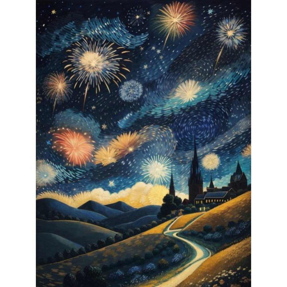 Lilyhobbyland Renkli Baskılı Sayılarla Boyama Hobi Seti (Çerçeveli) 40X50 Cm: Yıldızlı Gece Sanatsal Malzemeler Fiyatı