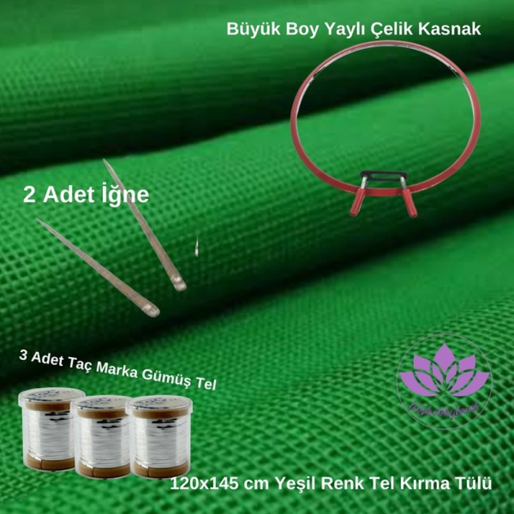 Lilyhobbyland Tel Kırma Kına Seti Yeşil Renk Kare Tül 3 Adet Taç Tel Kırma Teli ve Büyük Yaylı Kasnak Oyun & Hobi Fiyatı