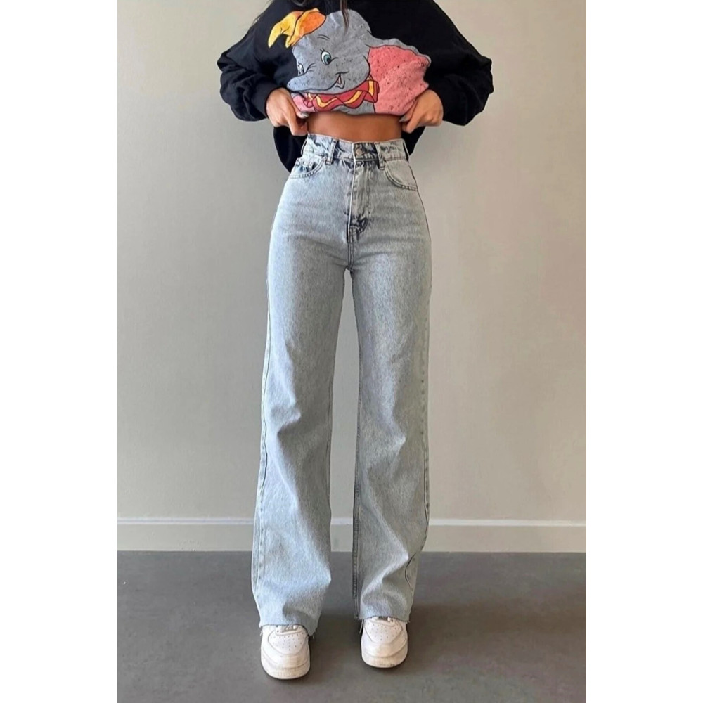 LİMABEL My End Game Buz Mavi Kadın Salaş Likralı 90s Süper Yüksek Salaş Paça Kot Palazzo Pantolon 28 Beden Bayan Jeans / Kot Pantolon Fiyatı