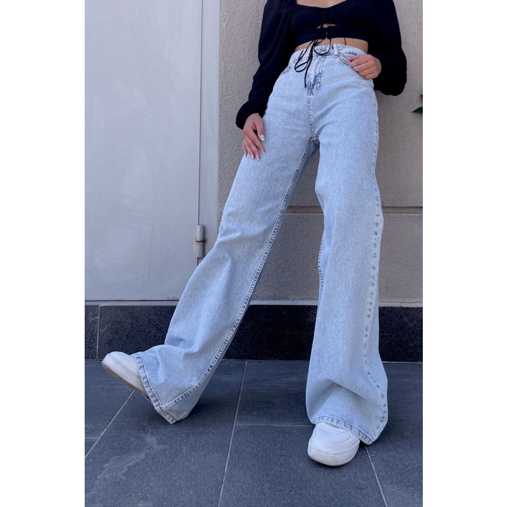 LİMABEL Yüksek Bel Buz Mavi Wide Leg Jeans Likralı Esnek Kot Pantolon 25 Beden Kadın Pantolon Fiyatı