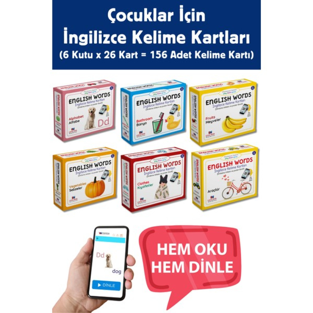 Limasollu Naci Öğretim Yayınları Çocuklar İçin İngilizce Kelime Kartları - English Words - 6 'lı Set Yabancı Dil Öğretici Kitaplar ve Eğitim Setleri Fiyatı