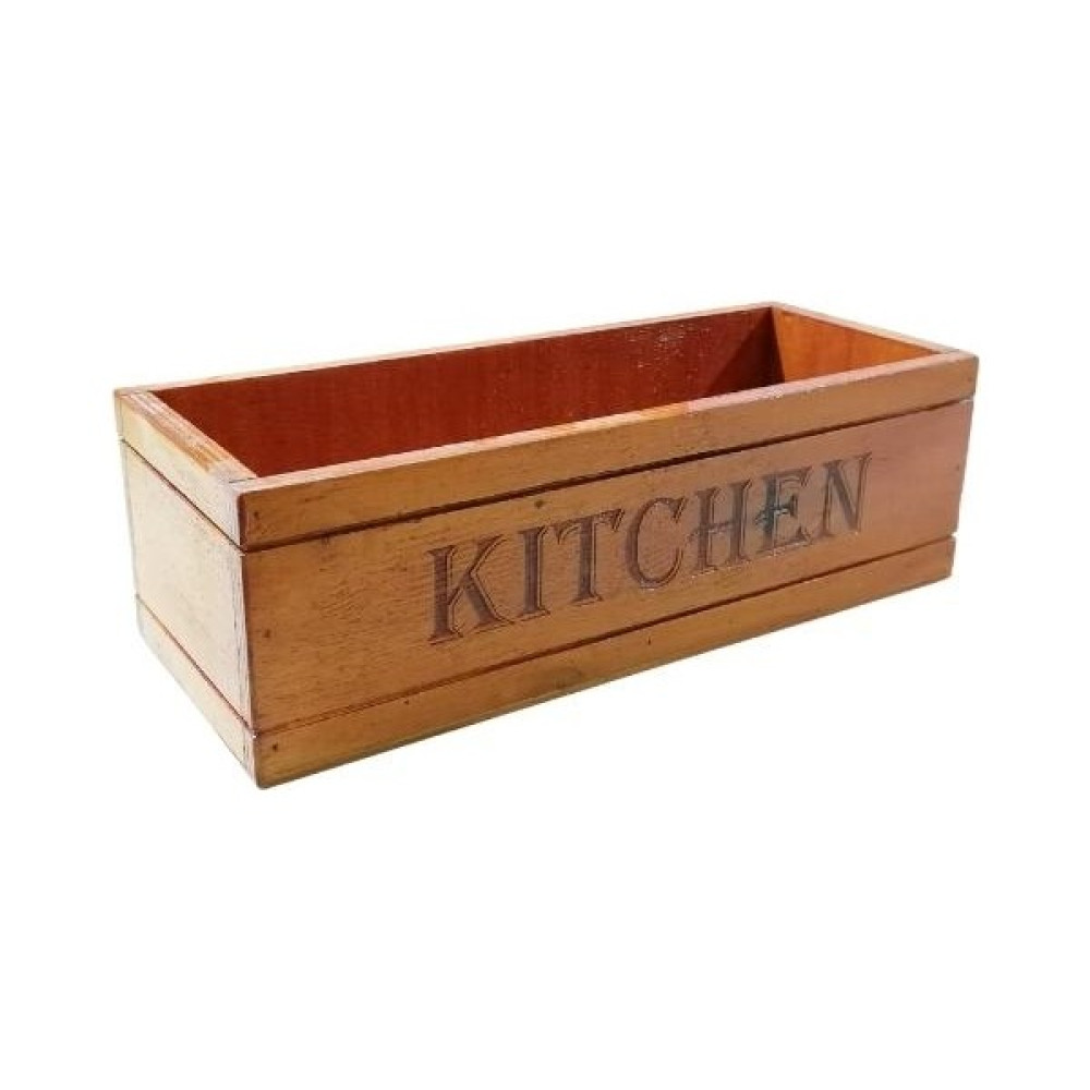Lime Art Shop Mutfak Organizeri Kıtchen Yazılı 29CM x 11CM Genişlik 9cm Yükseklik - Kahverengi Eşya Saklama Kutusu Fiyatı
