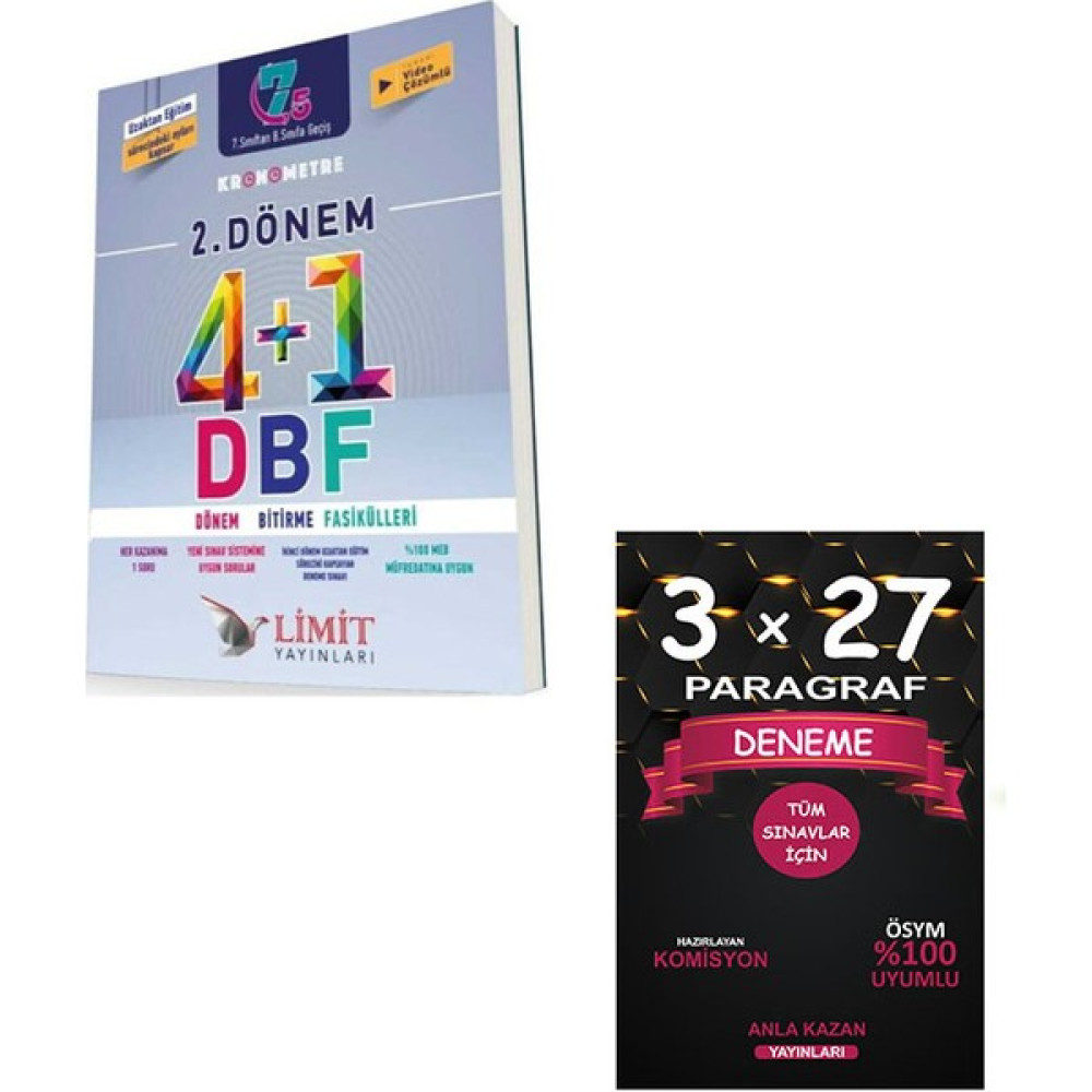 Limit (Sınıf: 7) 2. Dönem Kronometre Dbf 4 / 1 Dönem Bitirme Fasikülleri / Paragraf Deneme Tüm Dersler Fiyatı