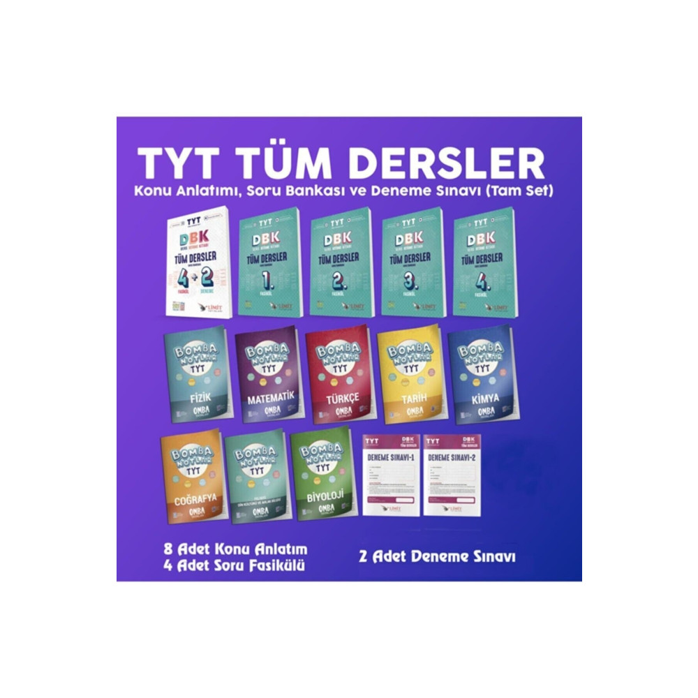 Limit Yayınları 2024 Limit Tyt Tüm Dersler Seti (OMBA-LİMİT) Ders Sınav Kitapları Fiyatı