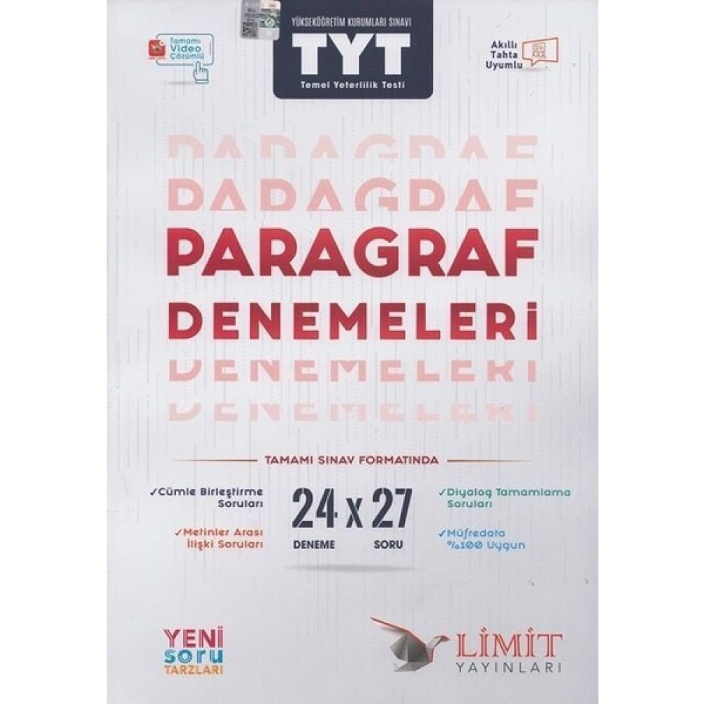 Limit Yayınları Limit TYT Paragraf 24X27 Denemeleri - Limit TYT Paragraf Deneme Kaynak Kitapları Fiyatı