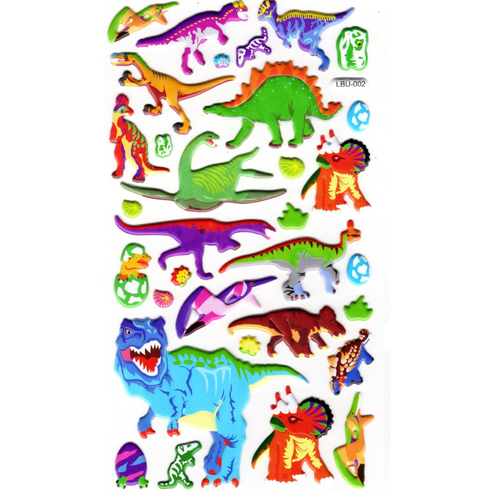 Limmy Sticker Kabartmalı Stiker Defter Planlayıcı Etiket LBU-002 - 17 x 9 cm - Dinozor Okul Etiketi Fiyatı