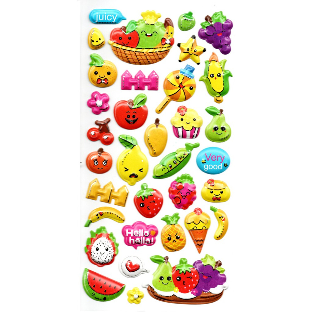 Limmy Sticker Kabartmalı Stiker Defter, Planlayıcı Etiket (LIMLRA-040) - 17X9 cm - Meyveler Okul Etiketi Fiyatı