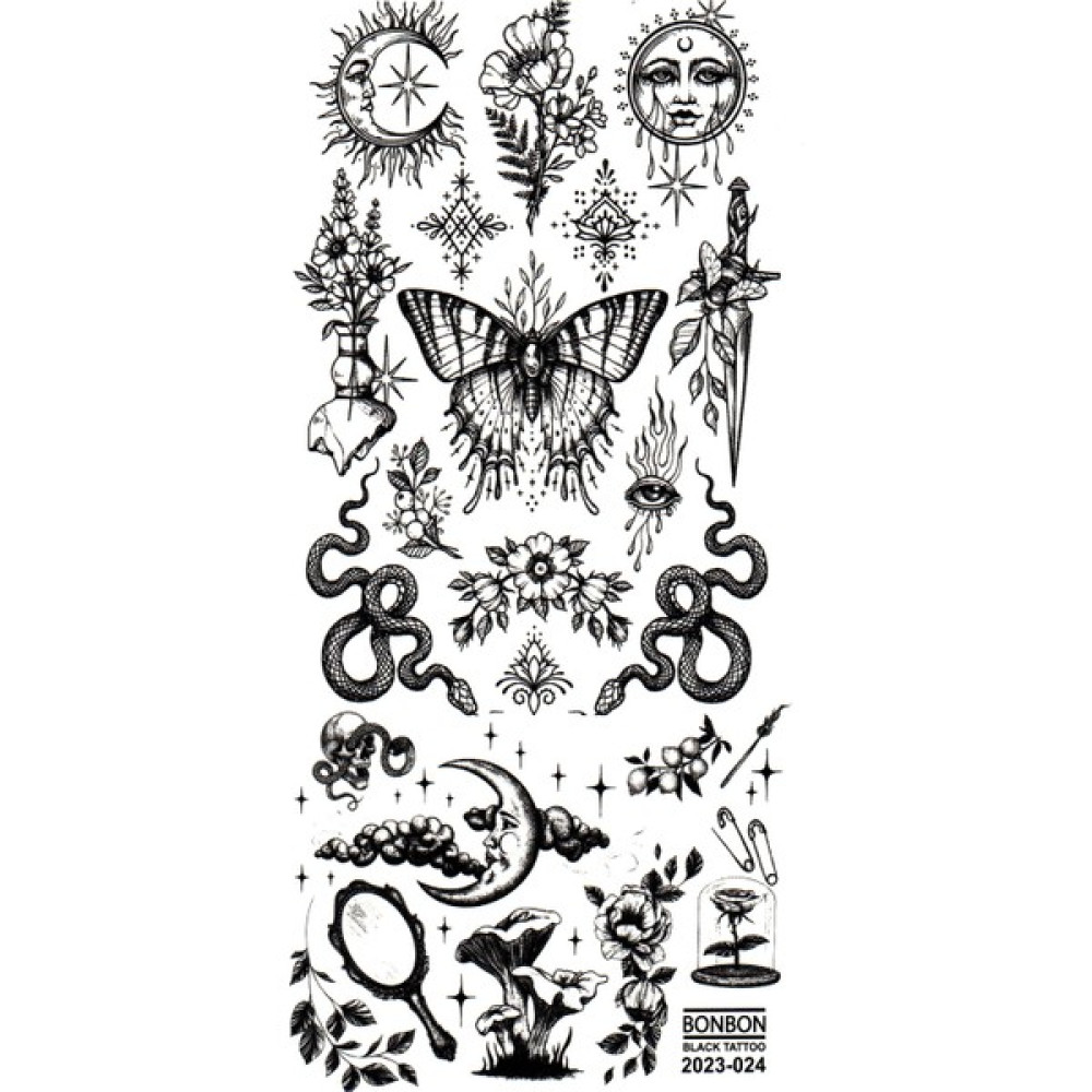 Limmy Tattoo Geçici Dövme Vücut Dövmesi 9 x 19 cm (Siyah 024) - Otantik Yılan Ay Sağlık / Bakım / Kozmetik Fiyatı