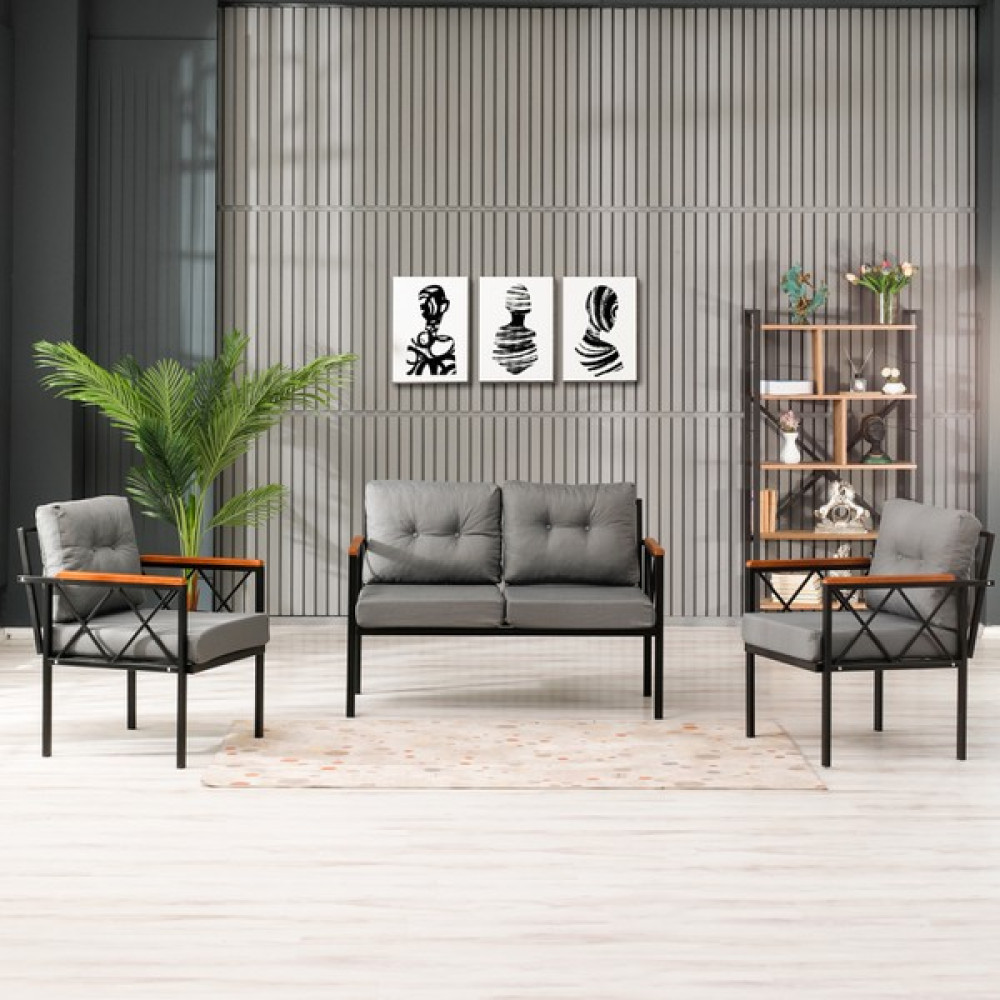 Limni Home; Bahçe, Balkon Metal Çay Seti, Koltuk Takımı - Siyah Bahçe Mobilyası Takımı Fiyatı