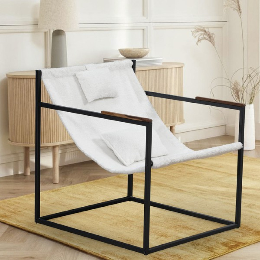 Limni Home Teddy Berjer Modern Iskandinav , Salon, Balkon, Ofis, Bekleme, Güzellik Merkezi Metal Iskeletli - Beyaz Tekli Koltuk & Berjer Fiyatı
