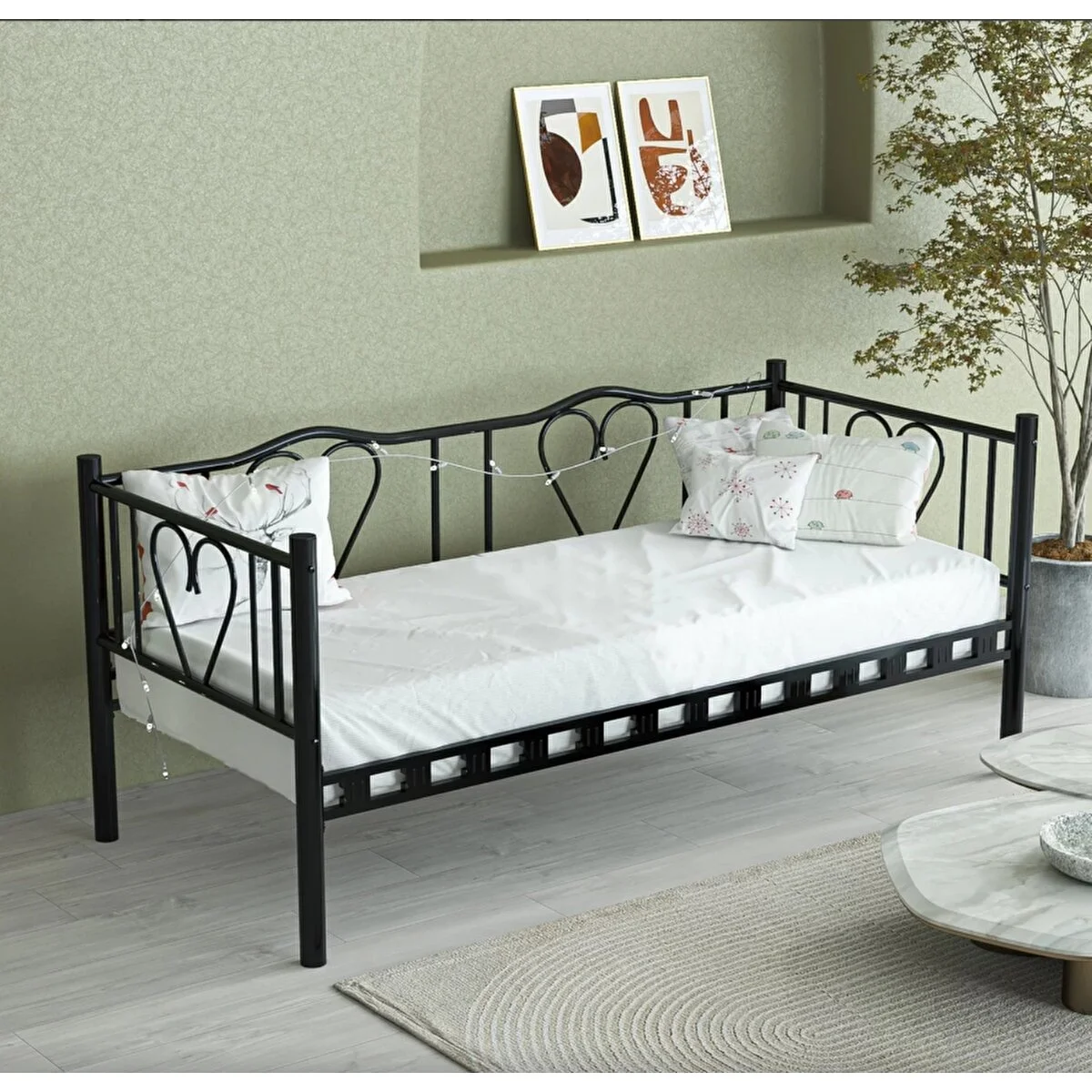 LimniHome Brono Metal Divan, Karyola, Siyah 90x200 Bebek-Çocuk Odası Fiyatı