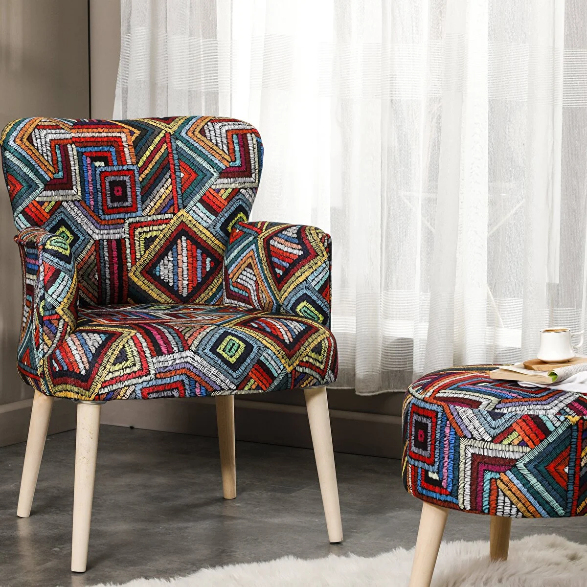 LimniHome Limni Home Zulu, Kollu Berjer Ve Puf Koltuk Takımı / Seti Fiyatı