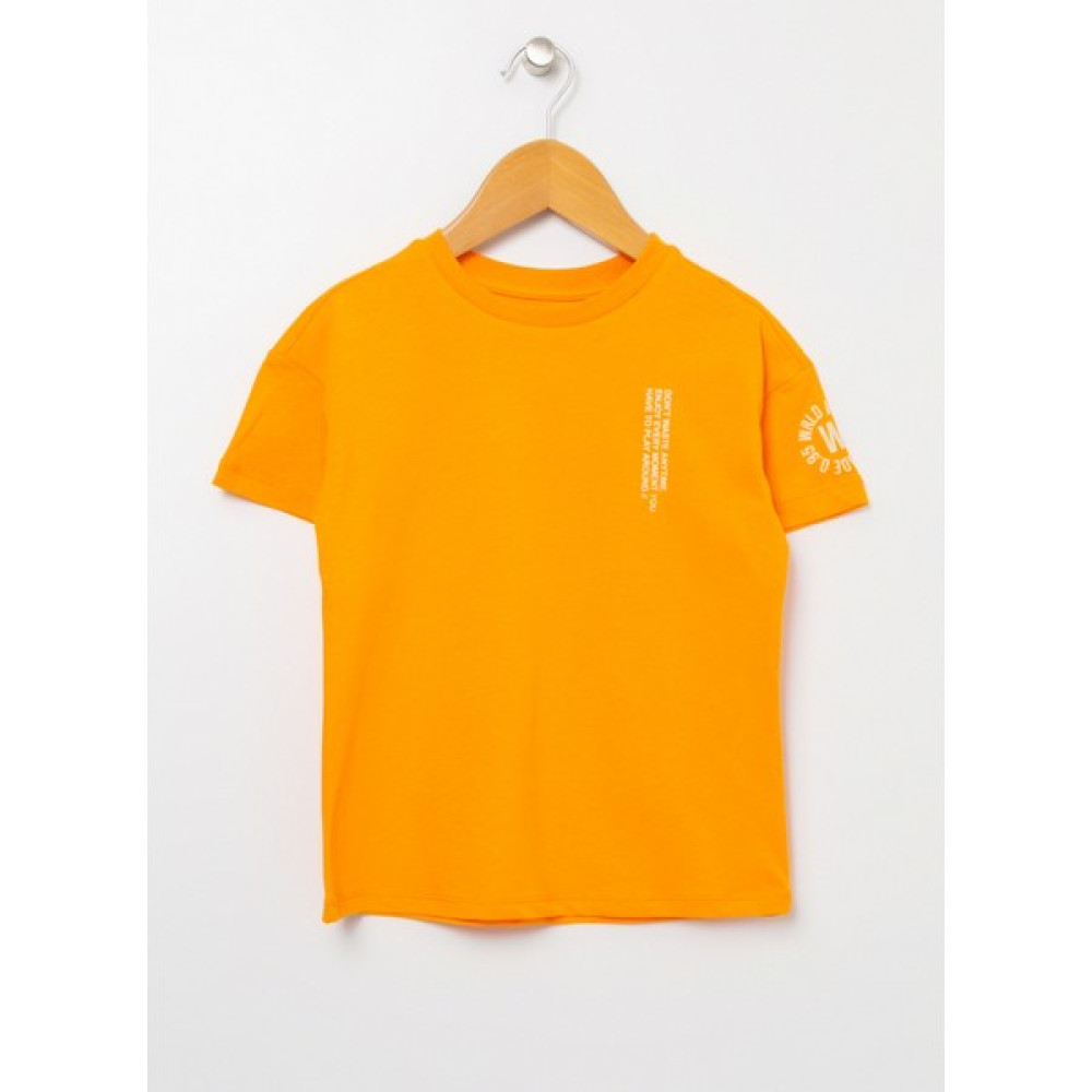 Limon Black Boy Turuncu Bisiklet Yaka Standart Fit Baskılı Erkek Çocuk T-Shirt Erkek Çocuk T-shirt Fiyatı