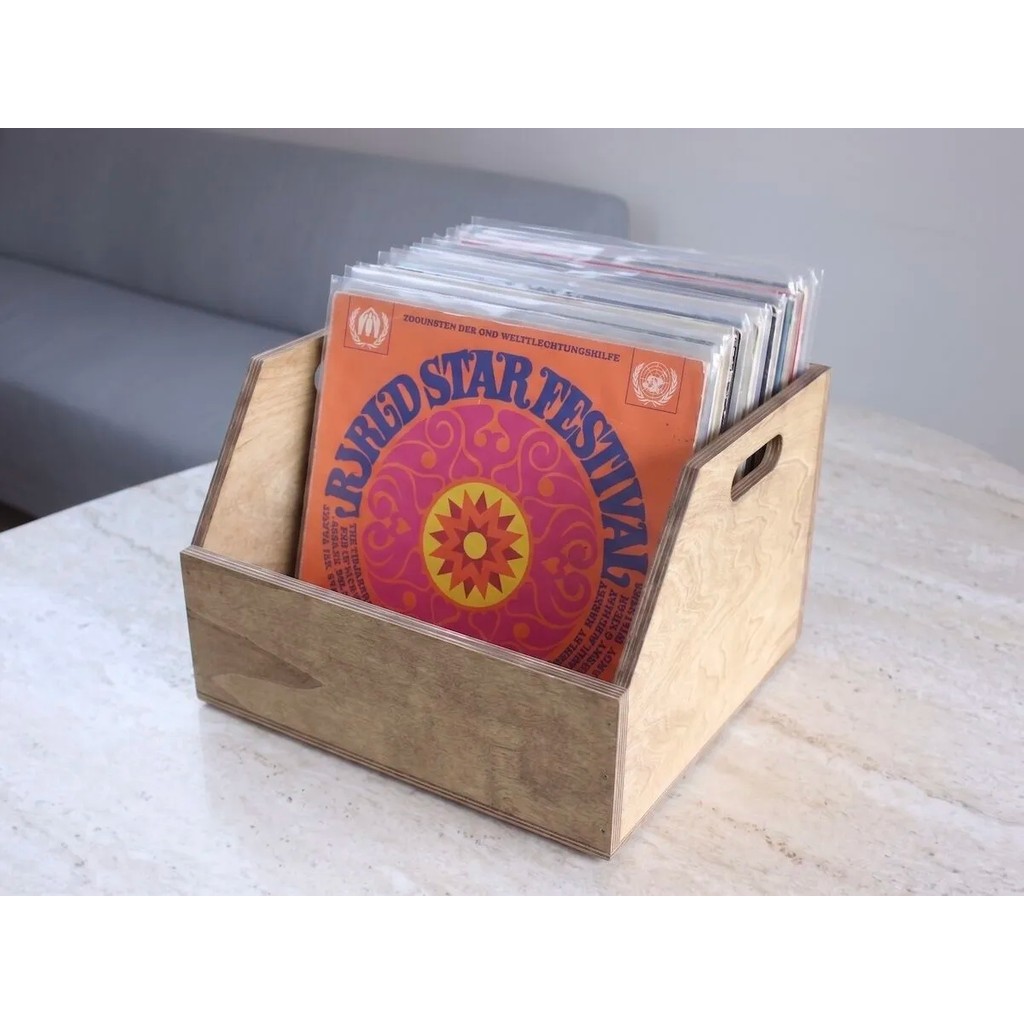 Limon Dekor Ahşap 12" LP Plak Sandığı Ceviz Rengi - Organizer Kutu - Wooden 12" LP Record Box Diğer Fiyatı