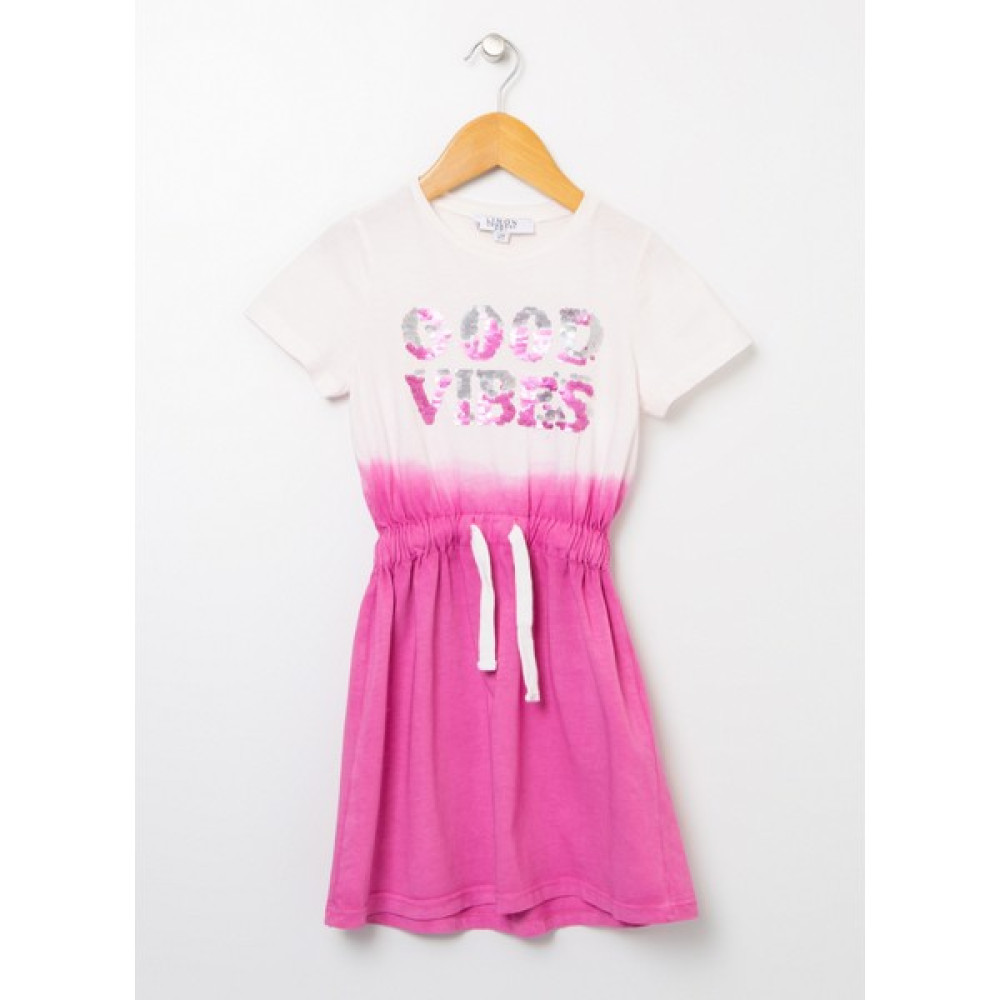 Limon Lorı Girl Pembe Bisiklet Yaka Standart Fit Kız Çocuk Desenli Elbise Kız Çocuk Elbise Fiyatı