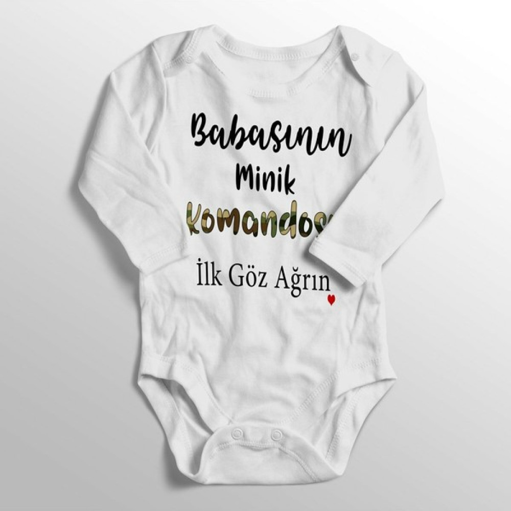 Limon Unisex Bebek Beyaz Babasının Minik Komandosu Ilk Göz Ağrın Yazılı Bebek Zıbını Bebek Zıbın Seti Fiyatı