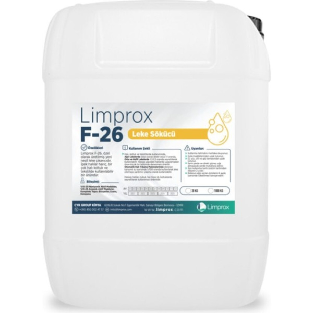 Limprox F-26 Profesyonel Leke Çıkarıcı ve Kir Sökücü - 10 Litre - 1 lt Çamaşır Yıkama Fiyatı
