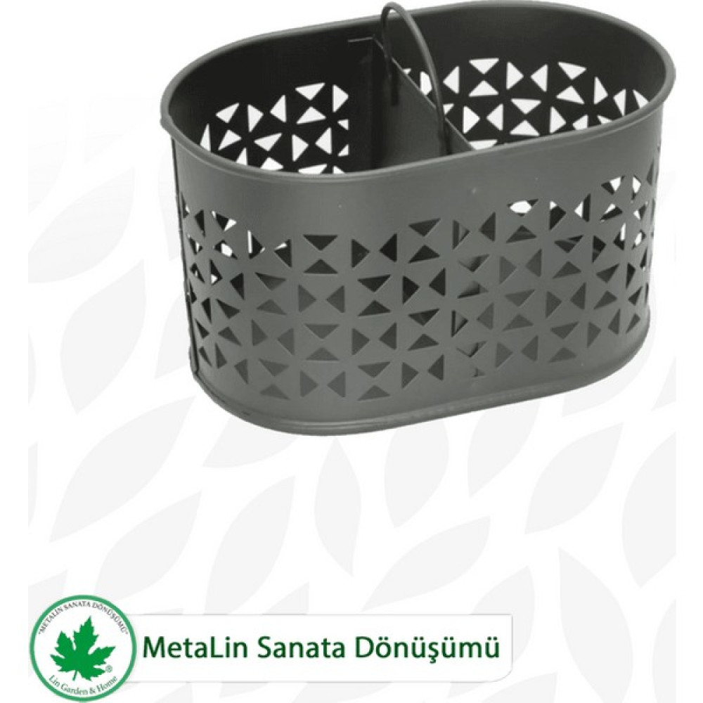 Lin Metal Desenli Tel Kulplu Bölmeli Metal Çatal Kaşıklık, Ayraçlı Organizer LN1084 - Siyah Pratik Mutfak Gereçleri Fiyatı
