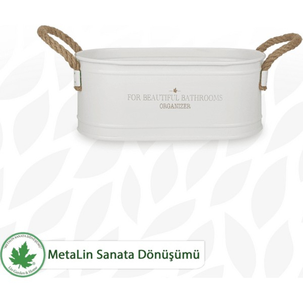 Lin Metal Ip Kulplu Baton Metal Banyo Düzenleyici, Banyo Organizeri (For Beautiful Bathrooms Organizer Baskı) LN1207 - Beyaz Banyo Aksesuarları Fiyatı