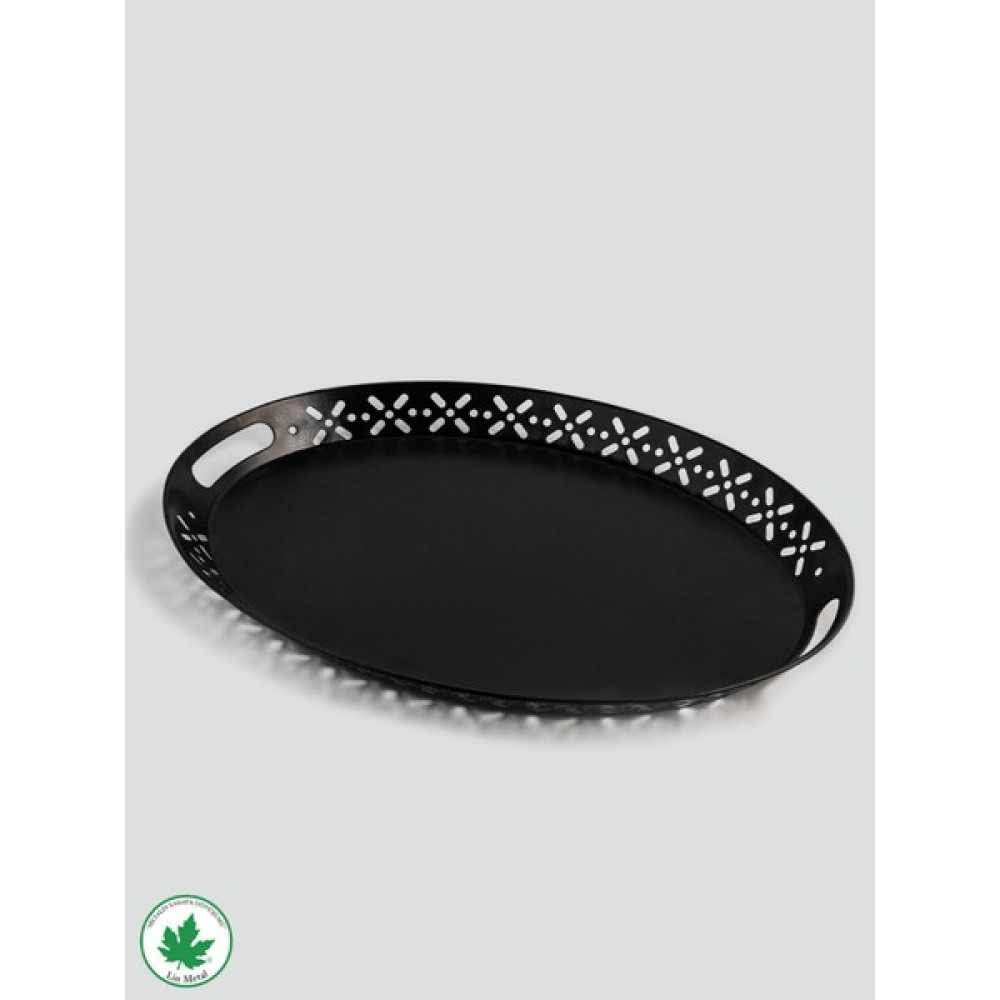 Lin Metal Lalin Tepsi Metal Oval Servis Tepsisi - Siyah Servis Tepsisi Fiyatı
