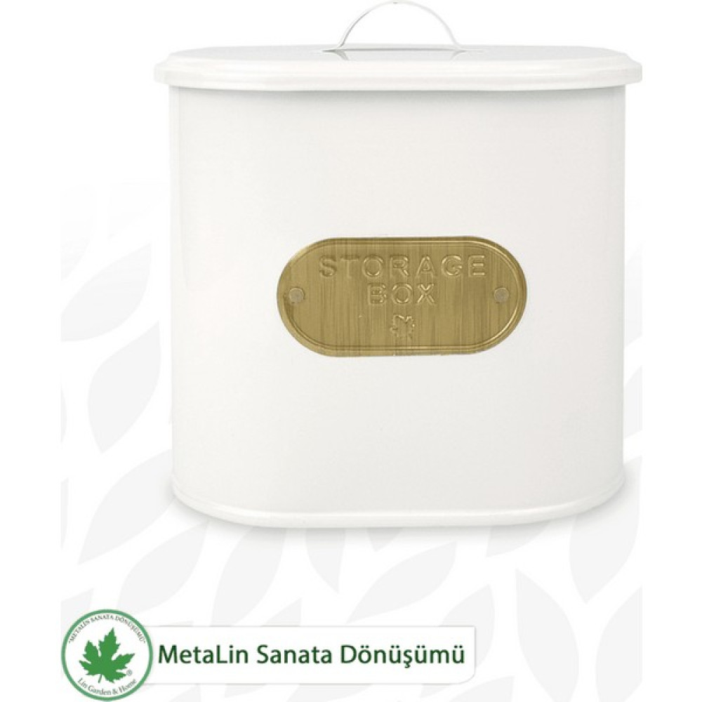 Lin Metal Metal Kapaklı Baton Çok Amaçlı Mutfak ve Banyo Organizeri Saklama Kabı (Storage Box Plakalı) LN1274 - Beyaz Saklama Kapları Fiyatı