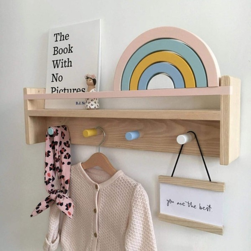 Lina Ahşap Diyarı Ahşap Çocuk Odası Bebek Odası Montessori Raf, Kitaplık, Askılık Kitaplık Fiyatı
