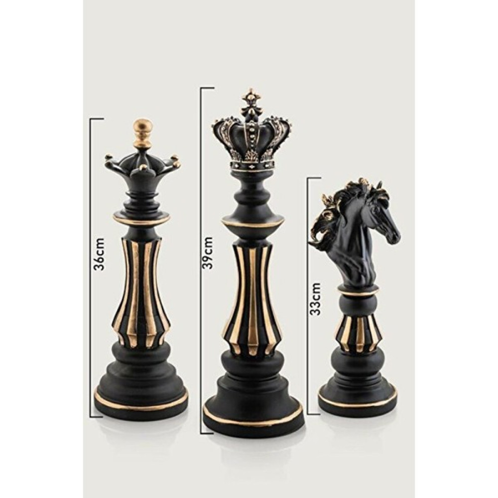 Lina Hediyelik 3'lü Satranç Seti Heykeli Dekoratif Biblo Dev Boy - 21 - Antrasit Biblo Fiyatı