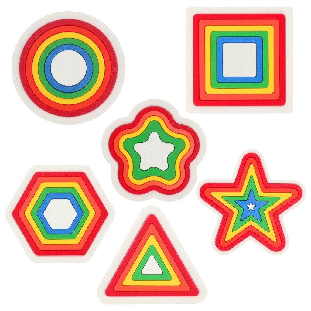 Lina Hobby Renkli Geometrik Şekiller - Montessori Eğitici Zeka Oyunu Seti - 6 Lı Şekil PLA Altlık Diğer Fiyatı