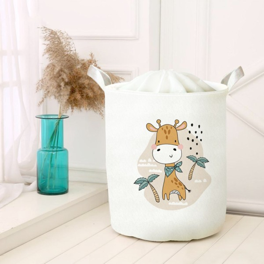 Lina Home Çocuk Odası Katlanabilir Kirli Çamaşır ve Oyuncak Sepeti Çok Amaçlı Oyuncak Saklama Kutusu Sepet Model 40005 - Beyaz - Kahverengi - 30x50cm Sepet Fiyatı