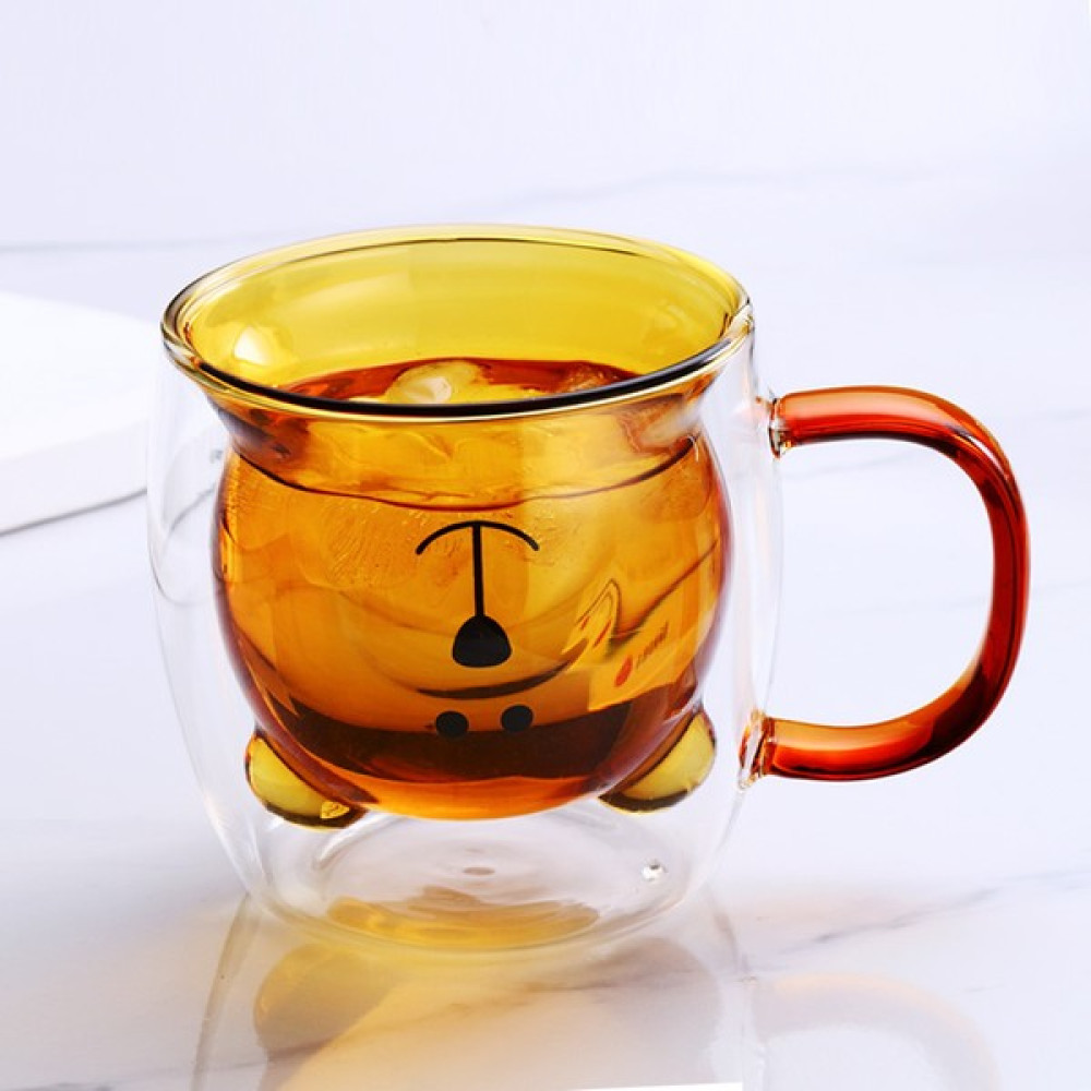 Linan Ware Çift Camlı/cidarlı Kahverengi Ayıcık Karakterli Eğlenceli Tasarım Cam Kupa Bardak, 250 ml Fincan / Bardak / Kahve Takımı Fiyatı