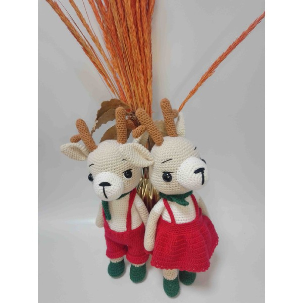 Linas Collection El Yapımı 2li Yilbaşi Geyik Set Amigurumi Bebek - Kırmızı Oto Boyaları Fiyatı