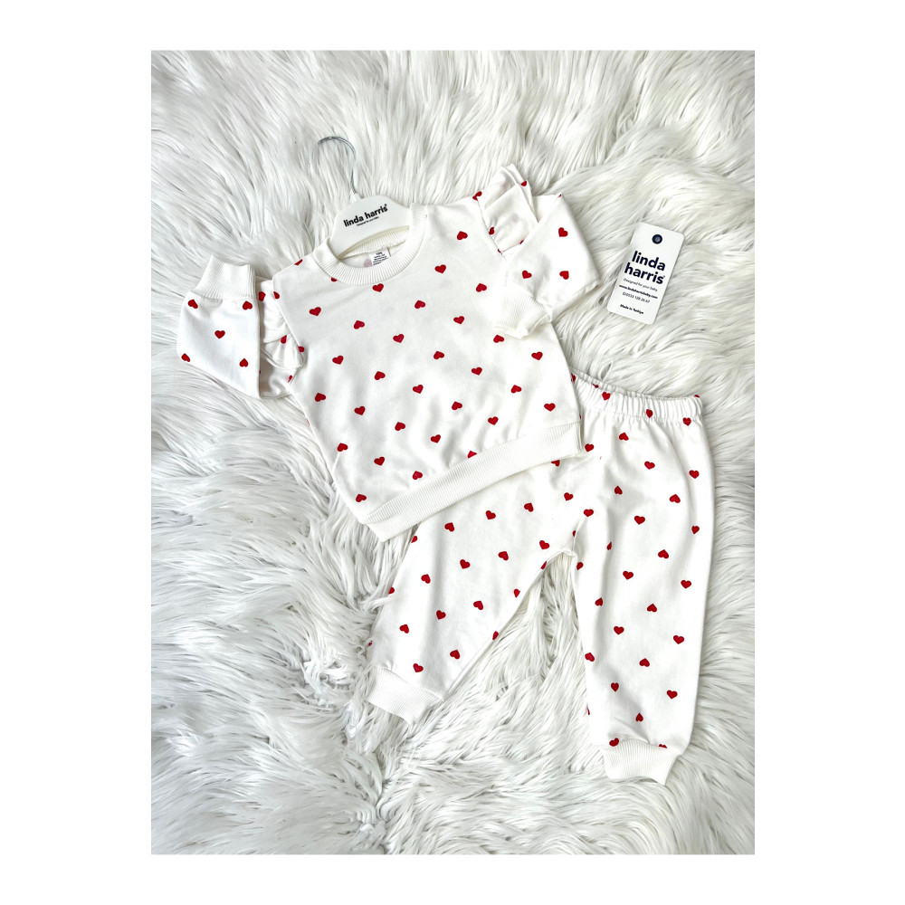 Linda Harris Heart Pattern İkili Bebek Takım 12-18 AY Beden Bebek Giyim-Tekstil Fiyatı
