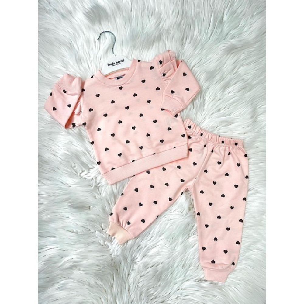 Linda Harris Heart Pattern Pudra 2’li Kız Bebek Takımı Bebek Giysi Takım Fiyatı